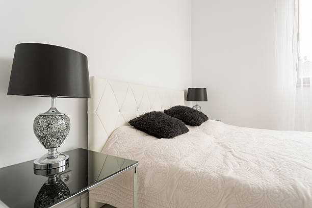 istock Minimalistic black and white bedroom 500812342