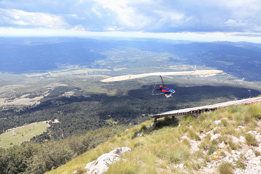 Hangglider in action at Ucka mountain, Croatia.