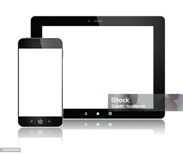 Digital Tablet Pc And Smart Phone Isolated On White Background Stock Photo - Download Image Now