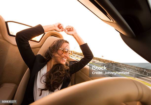 Having Fun In My Sports Car Stock Photo - Download Image Now - 20-29 Years, Activity, Adult