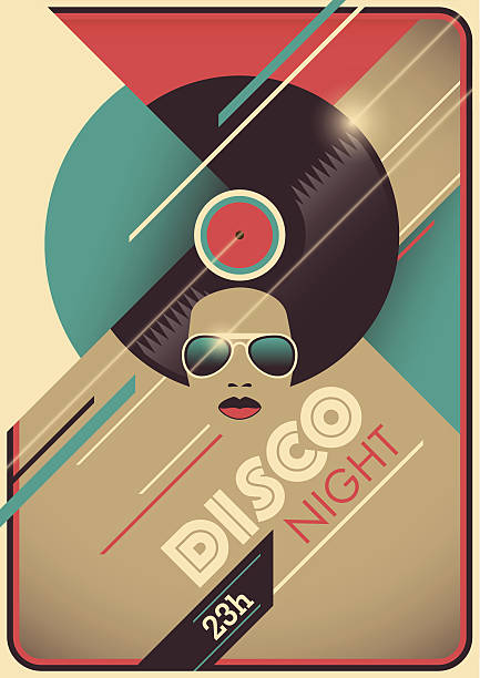 illustrazioni stock, clip art, cartoni animati e icone di tendenza di notte in discoteca poster design. - music women disco joy