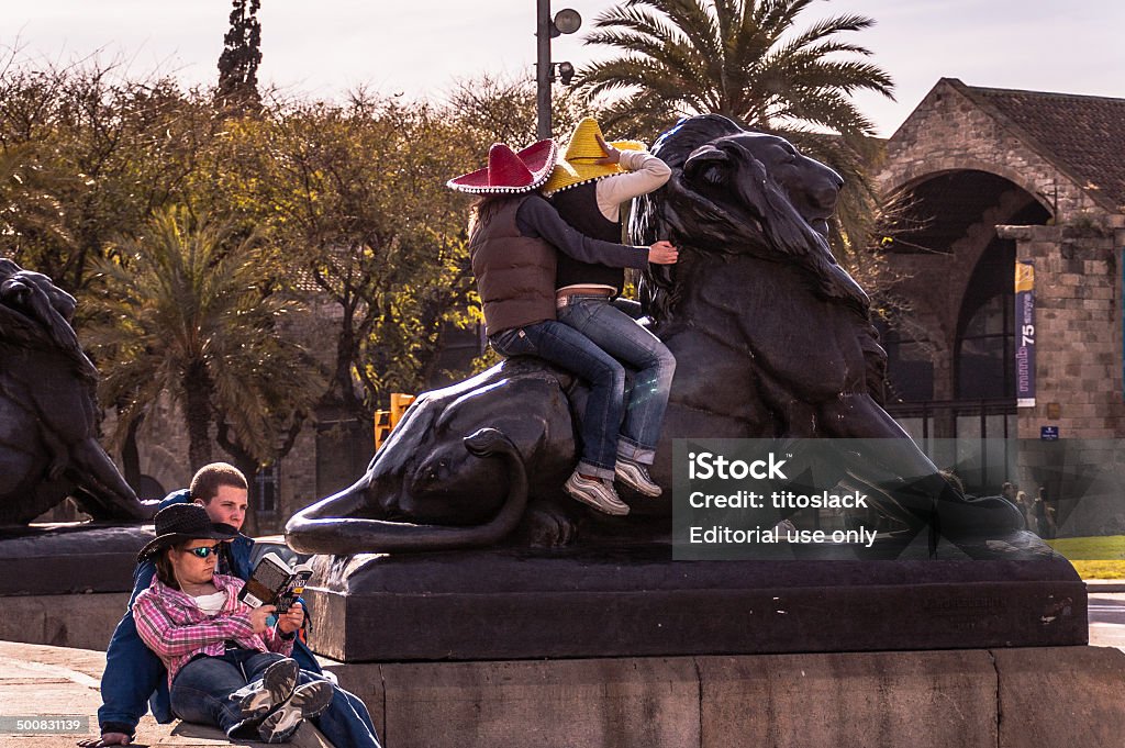 Барселона Lion Statue - Стоковые фото Аборигенная культура роялти-фри