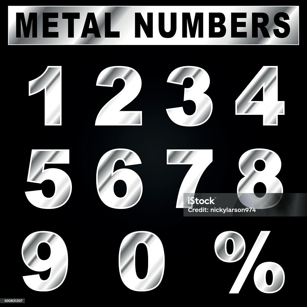 Metallic Numbers Vector Metal Numbers Stock Illustration - Download Image Now - Cut Out ...