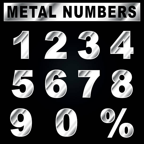 Vector metal numbers Vector illustration of metal numbers set on black background silver chrome number 8 stock illustrations
