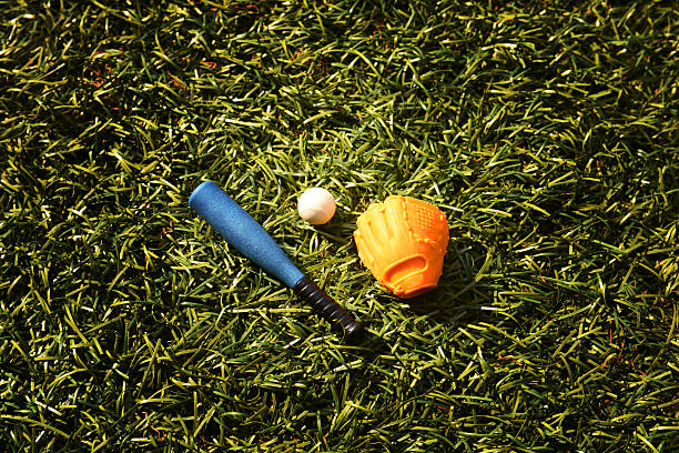 istock baseball equipment on lawn, model figure 500832536