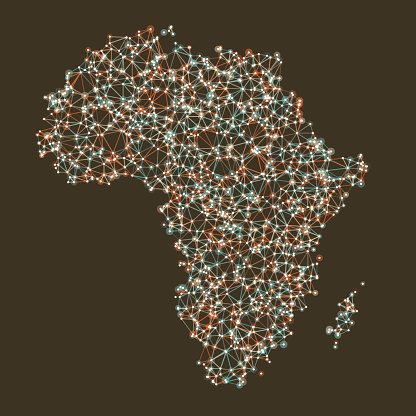 Africa Map Network Mesh. Global Colors used, so you can easily change the base colors with just a few clicks. The colors in the .eps-file are in RGB. Transparencies used. Included files are EPS (v10) and Hi-Res JPG (3472 x 3472 px).