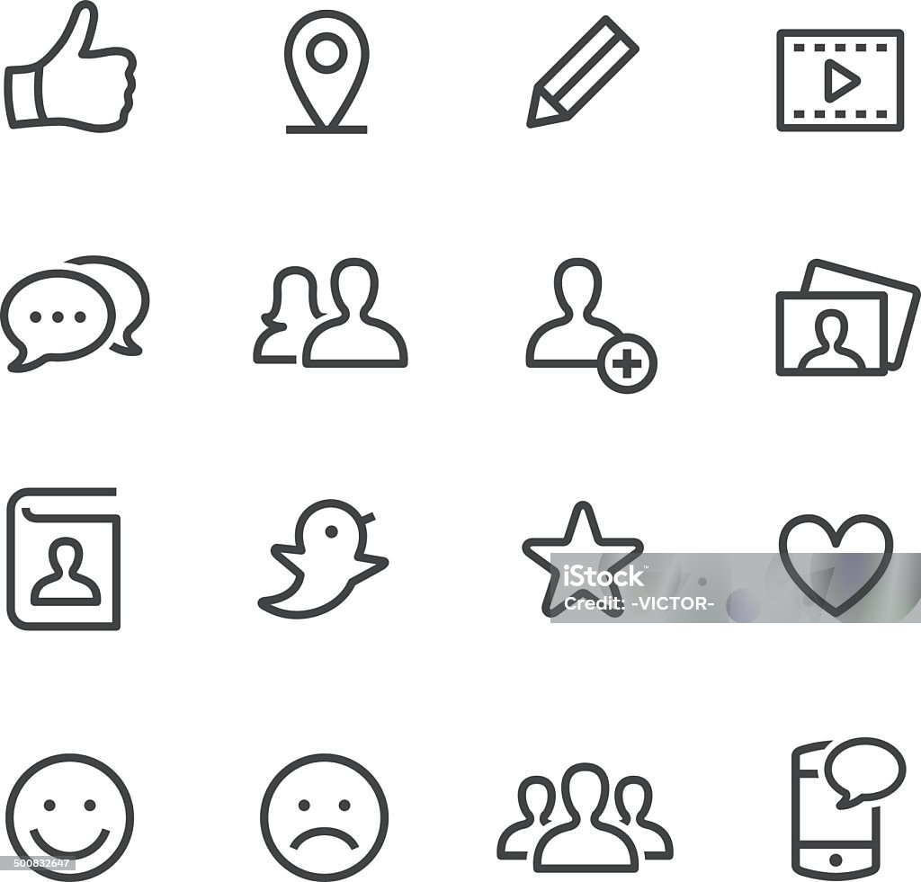 Social Media Icons - Line Series See Others: Icon Symbol stock vector