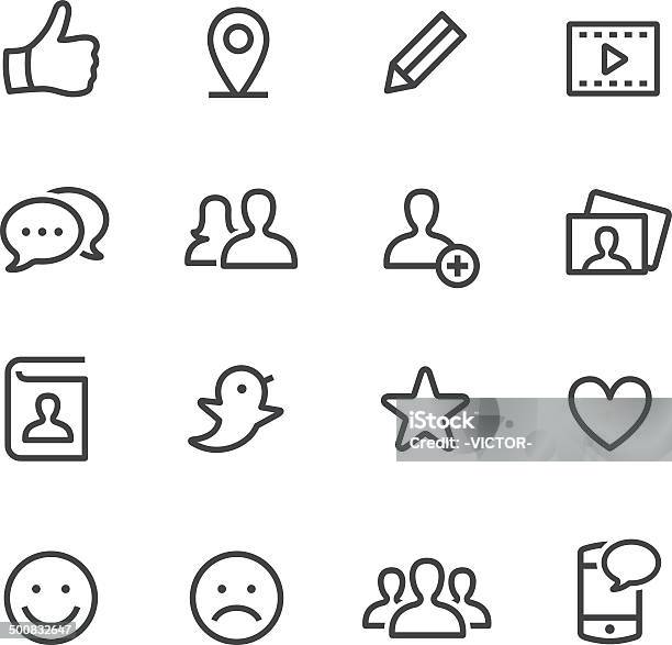Social Media Icons Line Series Stock Illustration - Download Image Now - Icon Symbol, Profile View, Simplicity