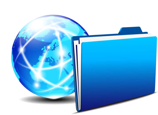 웹 폴더 및 정보전달 internet world - filing documents mail data network server stock illustrations