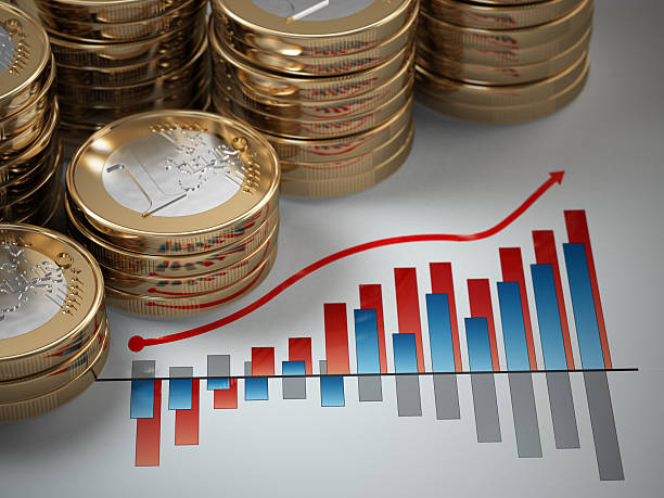 istock Financial concept.  Euro coins on graph. 500835725