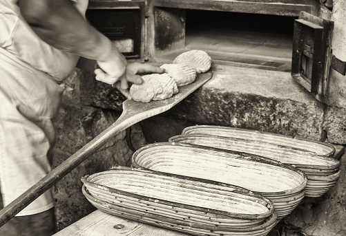 making bread - vintage - old bakery