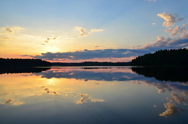 istock Lake view with sunset in Finland. 500837252