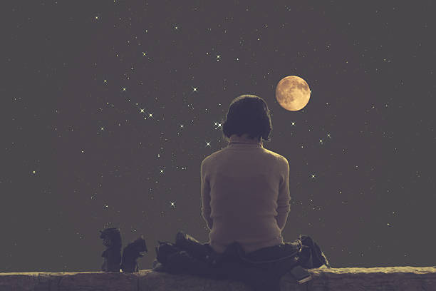 istock Girl watching the Moon and stars. 500837274