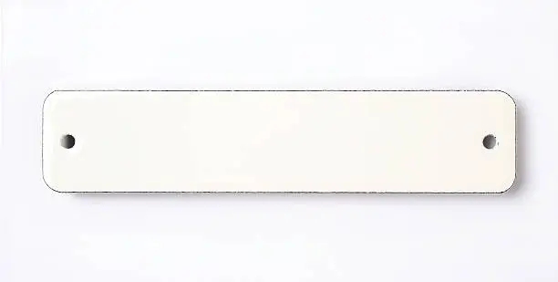 white enamel sign isolated over white background