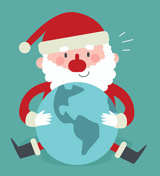 istock Cute Santa Sitting and Holding the World 500841194