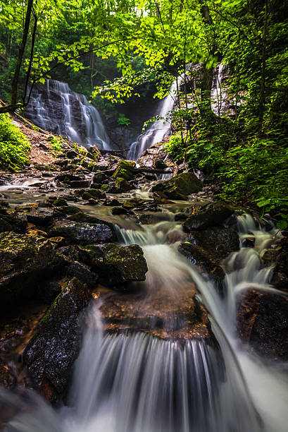 Soco Falls in Cherokee, N.C. stock photo