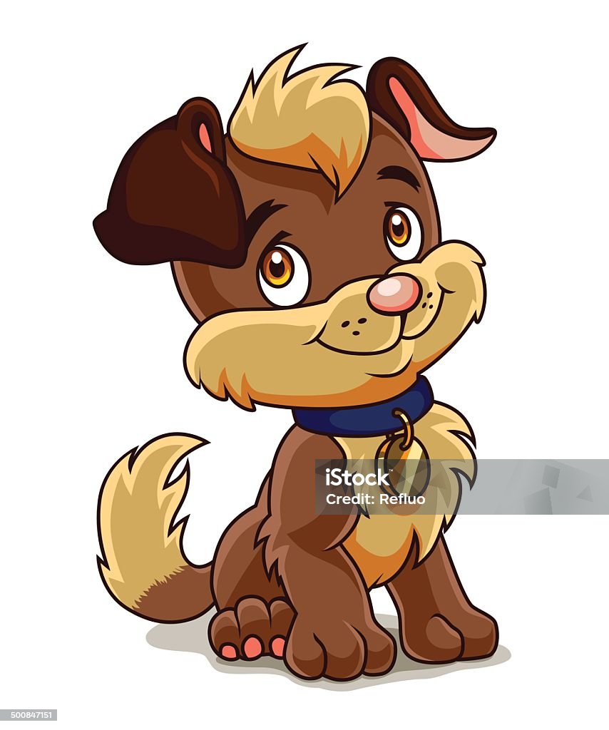 Fun puppy Cute brown puppy sits and looks kindly on you. Animal stock vector