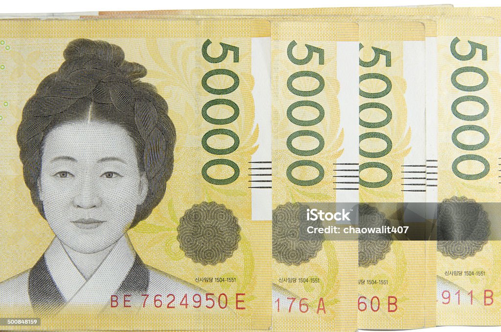 Korea Geld 50.000 won - Lizenzfrei Koreanischer Geldschein Stock-Foto