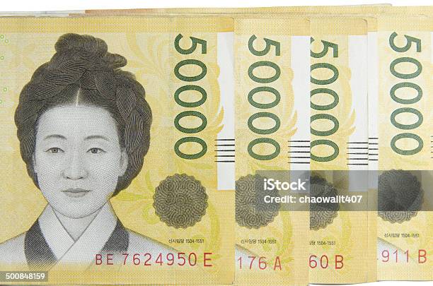 Corea Denaro 50000 Won - Fotografie stock e altre immagini di Valuta coreana - Valuta coreana, Attività bancaria, Banconota