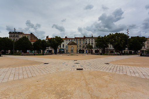 Full view of the main square in trhe town of Rochefort in charente maritime region of France