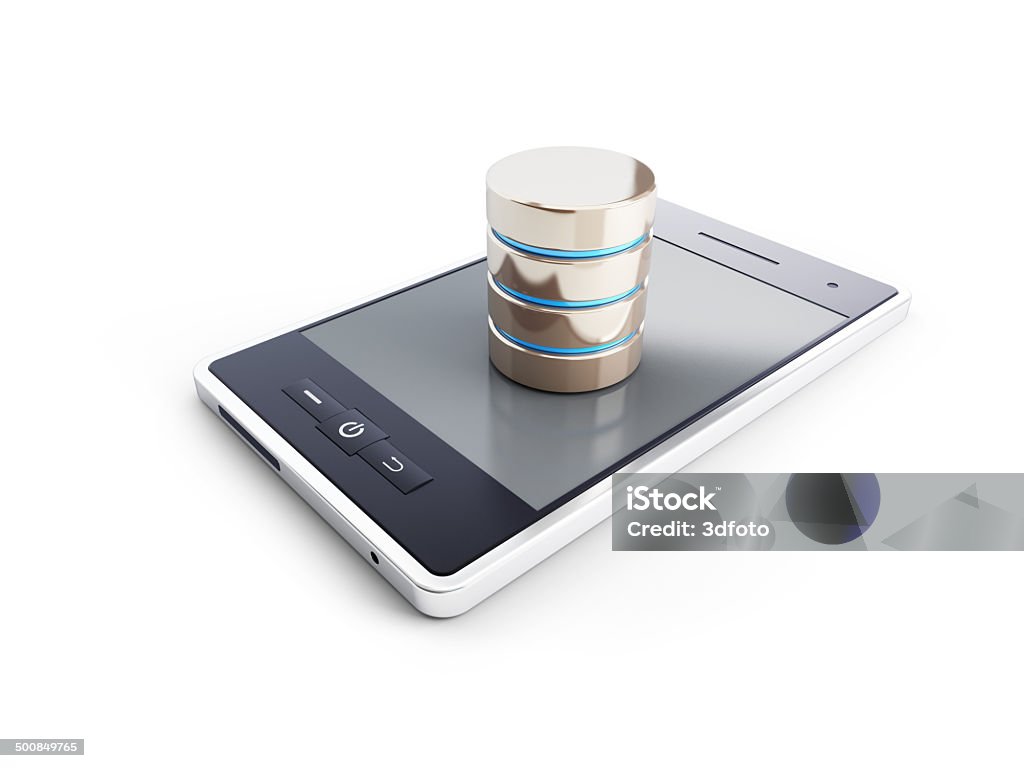 database in the mobile phone database in the mobile phone 3d Illustrations on a white background Backup Stock Photo