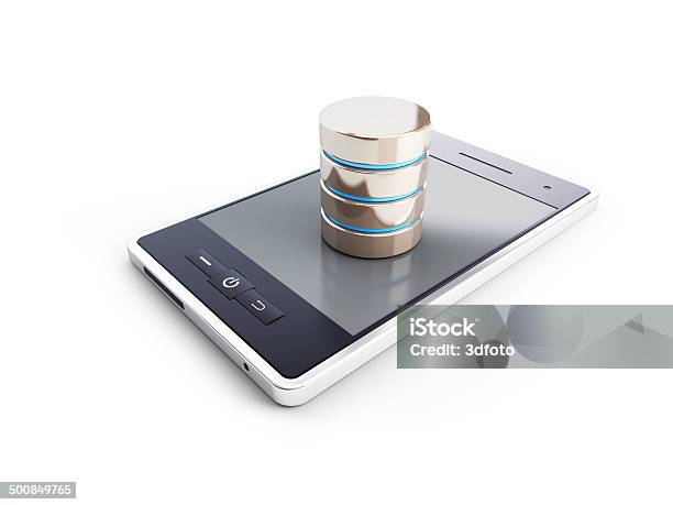Database In The Mobile Phone Stock Photo - Download Image Now - Backup, Communication, Cylinder