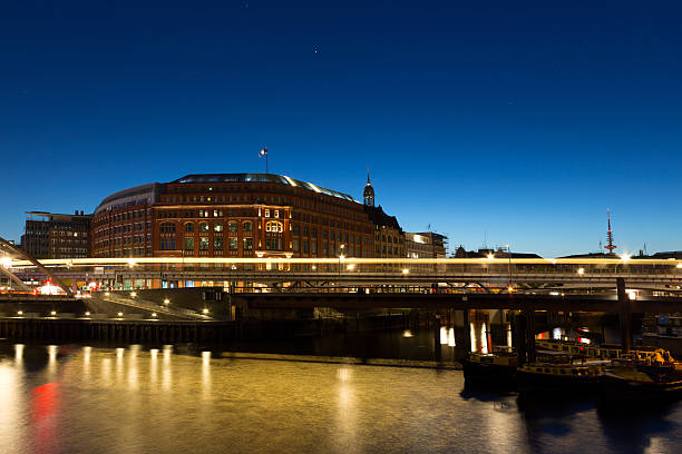 istock Bridge on the river in the night Hamburg 500850127