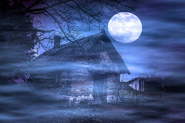 istock Spooky scene of haunted house and moon 500850391