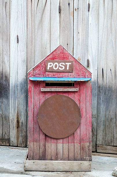 istock Postbox in front of retro wooden door 500851663