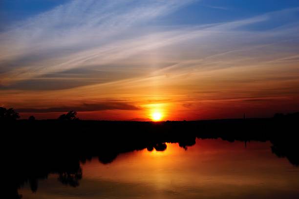 istock Surreal multicolored sunset on the river, Quebec, Canada 500852685