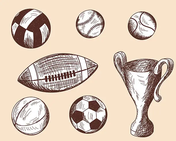 Vector illustration of Set of different sketch balls