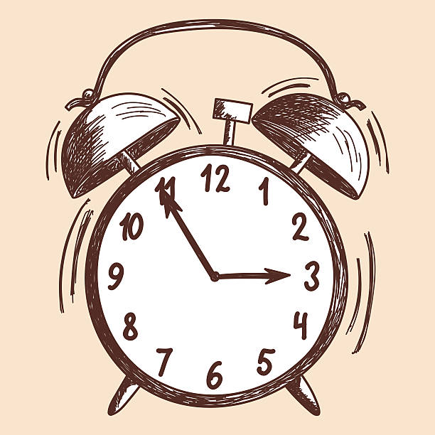 Alarm clock sketch vector art illustration