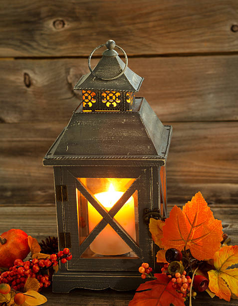 istock Traditional Asian Lantern Glowing Brightly with autumn Decoratio 500871081