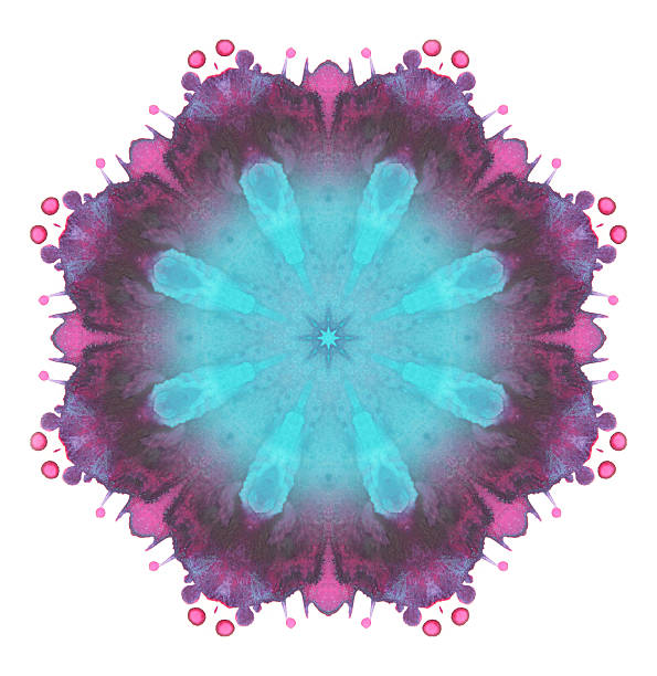 istock Watercolor floral decoration, blue and purple paints on white background 500872394