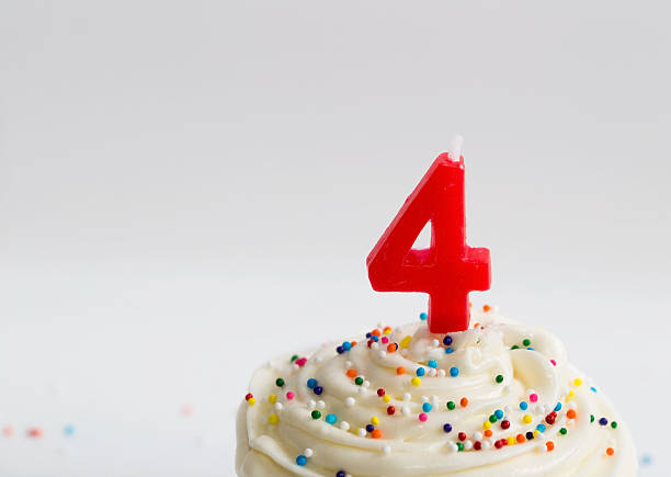 Happy 4th Birthday Cupcake! Happy 4th Birthday Cupcake circa 4th century stock pictures, royalty-free photos & images