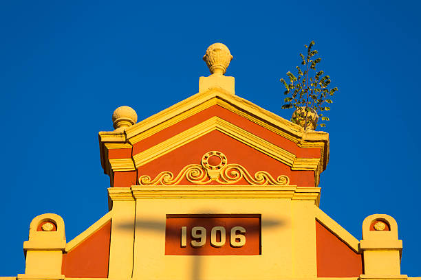 Colored colonial architecture in Manaus, Brazil