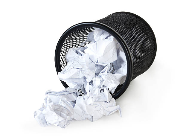 istock Metal trash bin from paper isolated on white 500874519