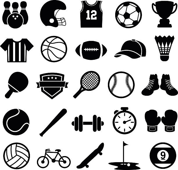 ilustraciones, imágenes clip art, dibujos animados e iconos de stock de iconos de deporte, silueta, deportes y gimnasio - tennis silhouette vector ball