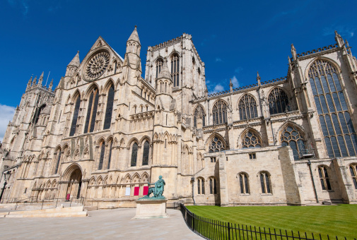 Famous old medieval english cathedral in city center