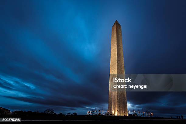 Washington Monument At Night Stock Photo - Download Image Now - Washington DC, Night, Monument