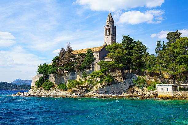 Franciscan Monastery, Lopud The Franciscan Monastery, in the village Lopud, Lopud Island, one of the Elaphiti Islands, Croatia dubrovnik lopud stock pictures, royalty-free photos & images