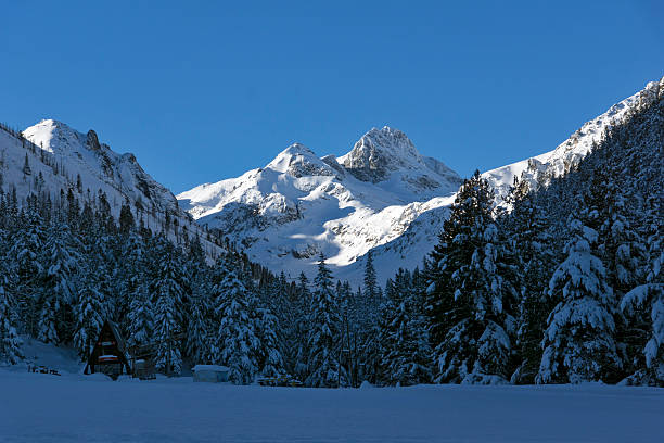 놀라운 전경 malyovitsa 피크 - clear sky ski footpath snow 뉴스 사진 이미지