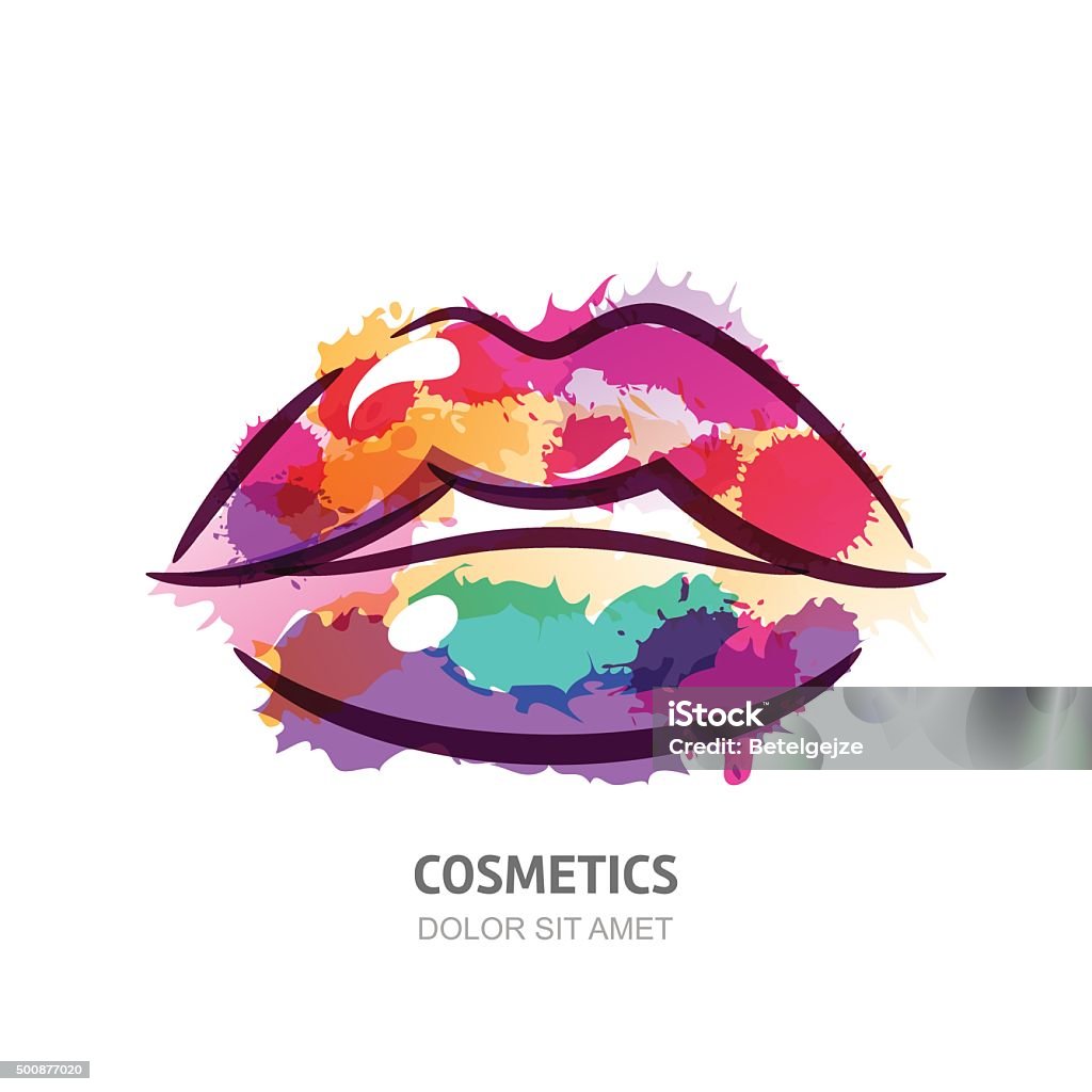 Vector watercolor illustration of colorful womens lips. Vector watercolor illustration of colorful womens lips. Abstract design. Watercolor background. Concept for beauty salon, cosmetics label, cosmetology procedures, visage and makeup stylist. Abstract stock vector