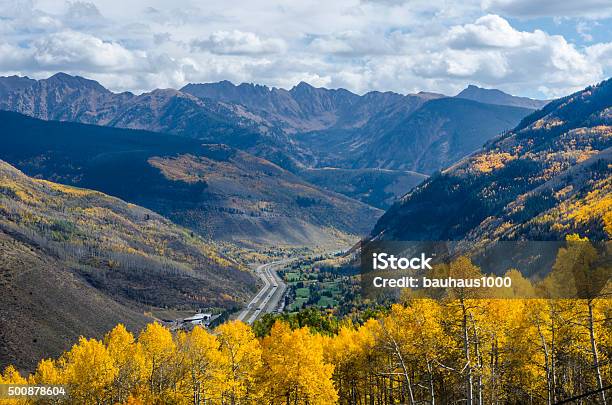 Interstate I70 Through The Vail Pass Stock Photo - Download Image Now - Colorado, Rocky Mountains - North America, Autumn