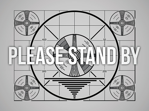 Please stand by technical difficulties television test screen. EPS 10 file. Transparency effects used on highlight elements.