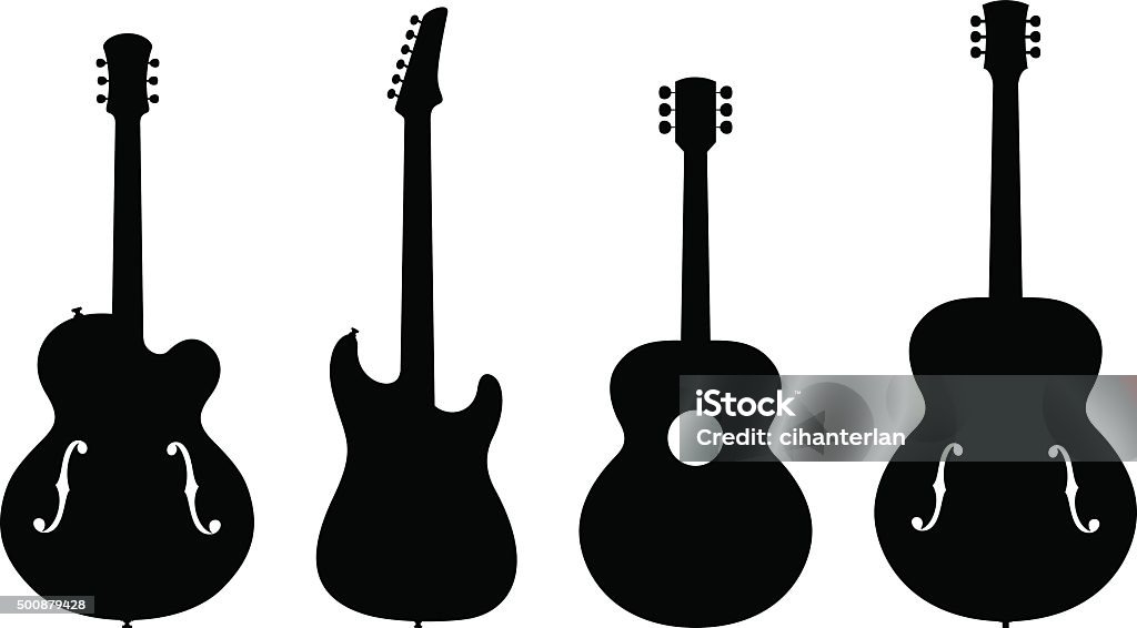 Guitar Silhouettes Vector Illustration of Various Types of no brand Guitar Silhouettes Guitar stock vector