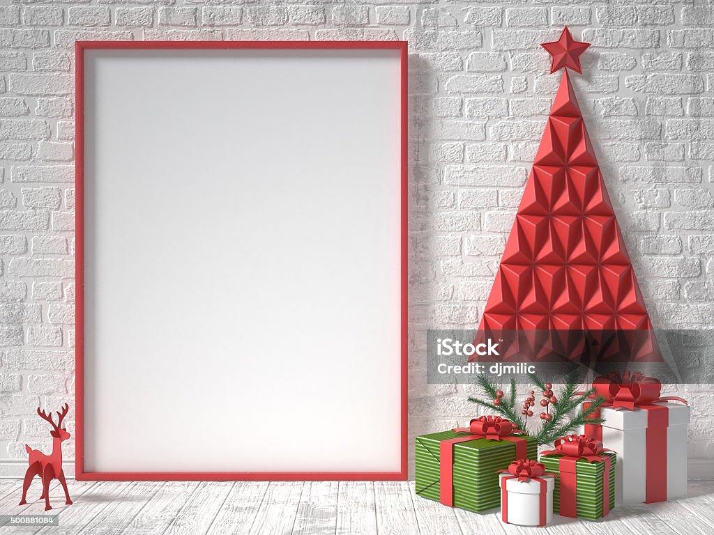 Modelo para cima em branco foto frame, Decoração de Natal - Royalty-free Natal Foto de stock