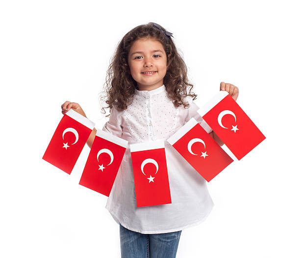 istock Cute girl holding Turkish flag 500881448