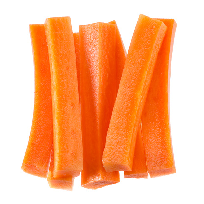 Carrot sticks isolated on white background.