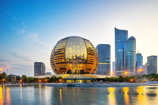 istock reflection of modern buildings at night.waterfront 500884258